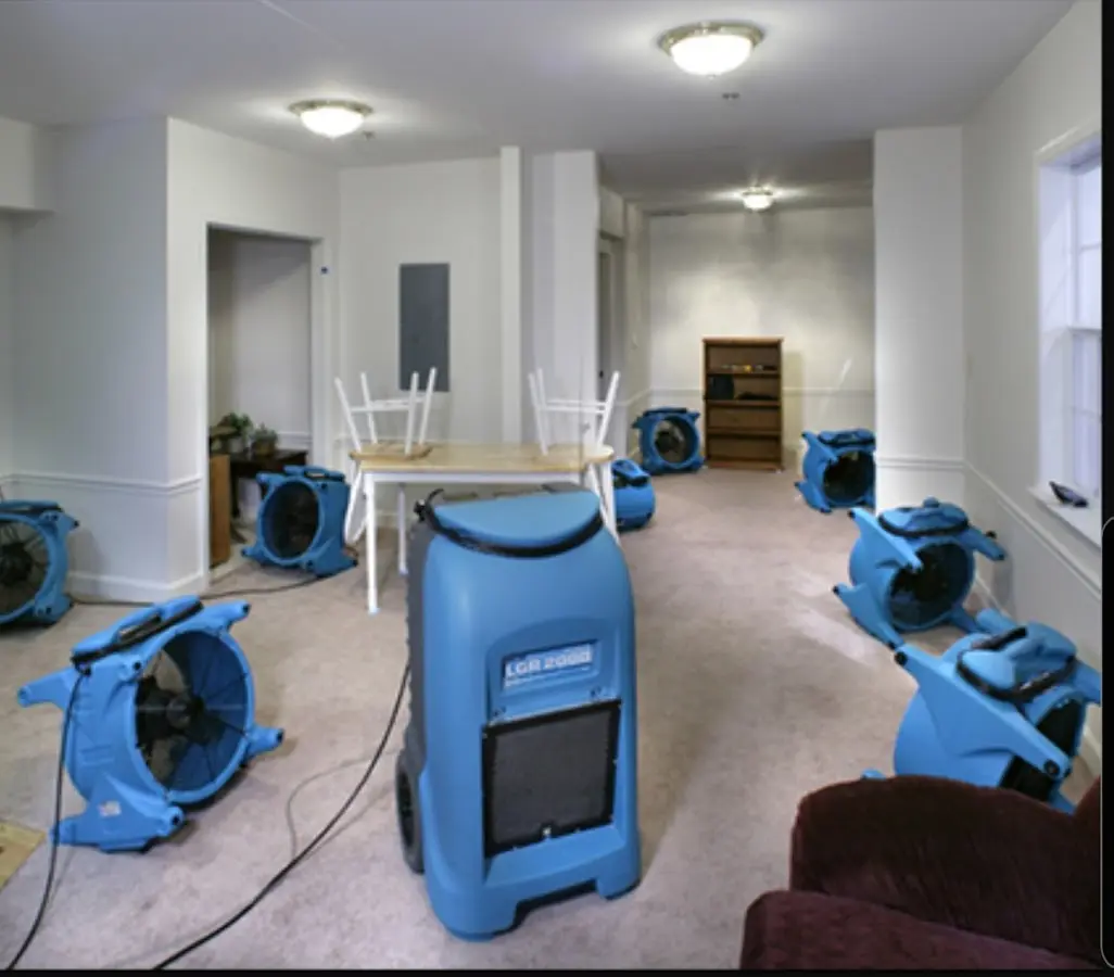 Air movers and dehumidifier setup for Water Extraction & Removal in Fair Haven